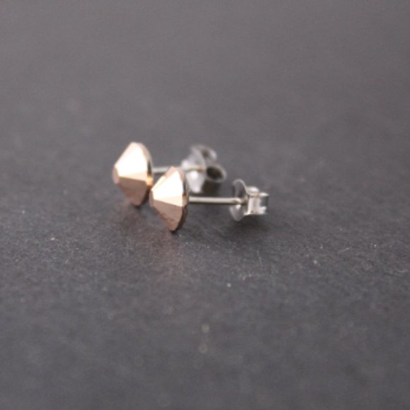Rose Gold Austrian Crystal Stud Earrings - Picture 3 of 4
